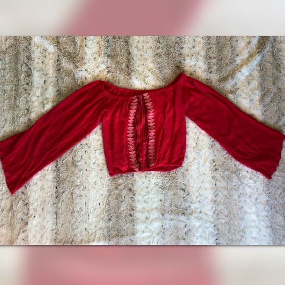 Pacsun hipster Coral Boho crop top - Picture 2 of 4